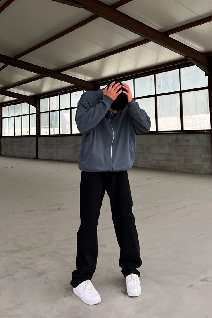 Basic Füme Zipper Sweatshirt