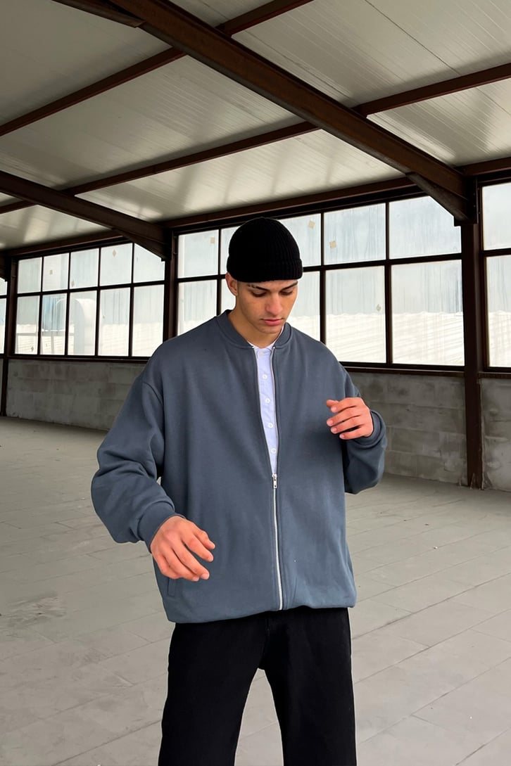 Basic Füme Zipper Sweatshirt