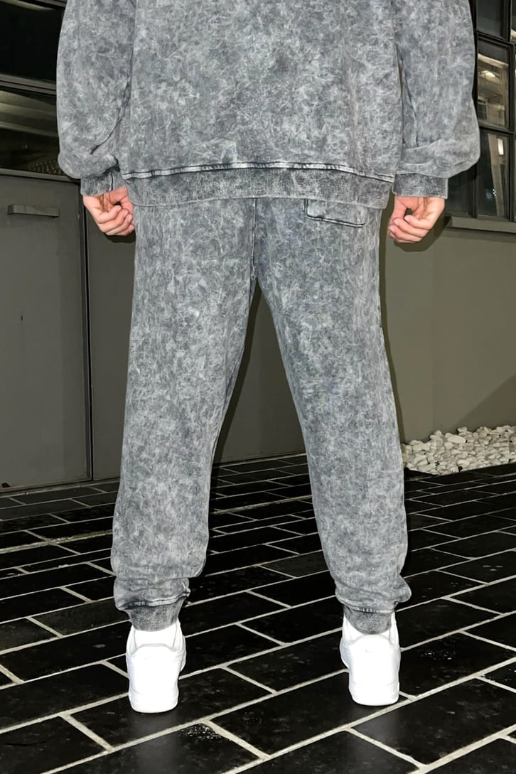 Basic Gri Acid Wash Outfit Eşofman Takımı