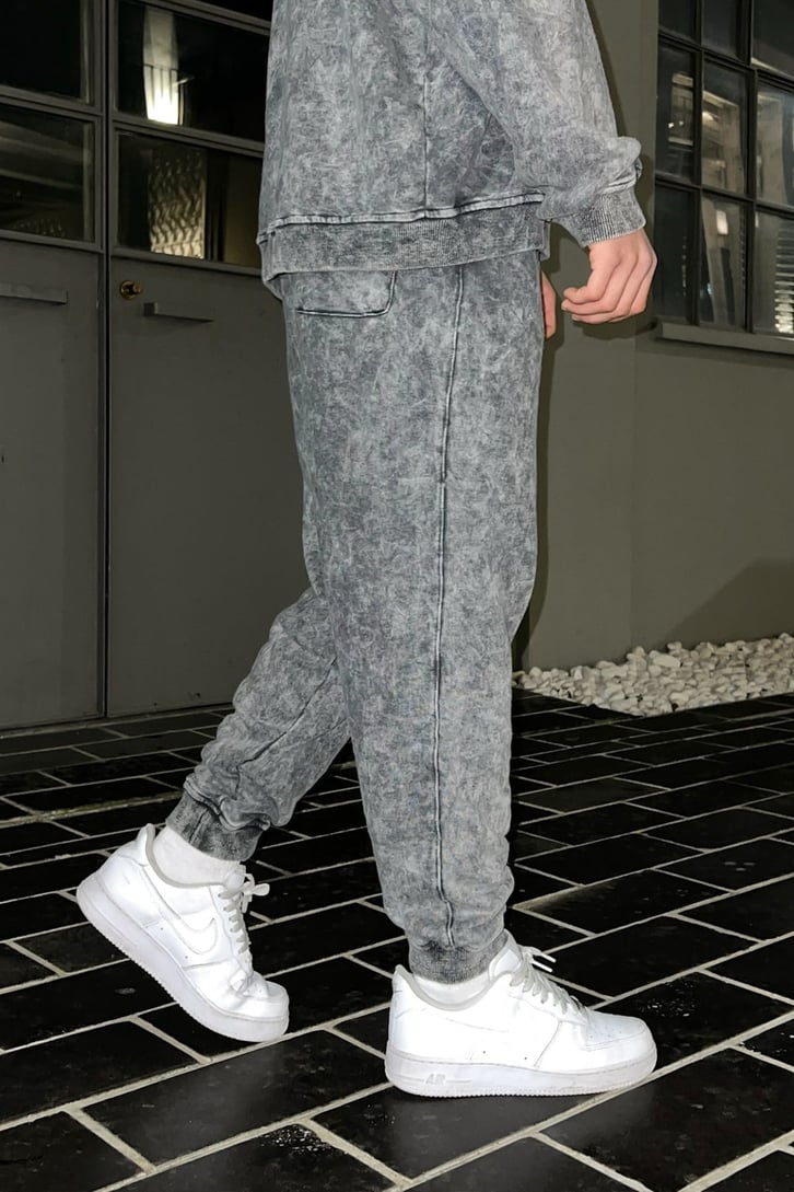 Basic Gri Acid Wash Outfit Eşofman Takımı