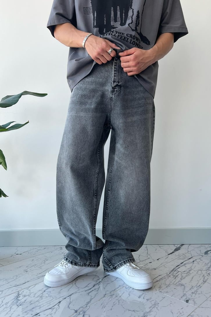 Basıc Gri Baggy Jean