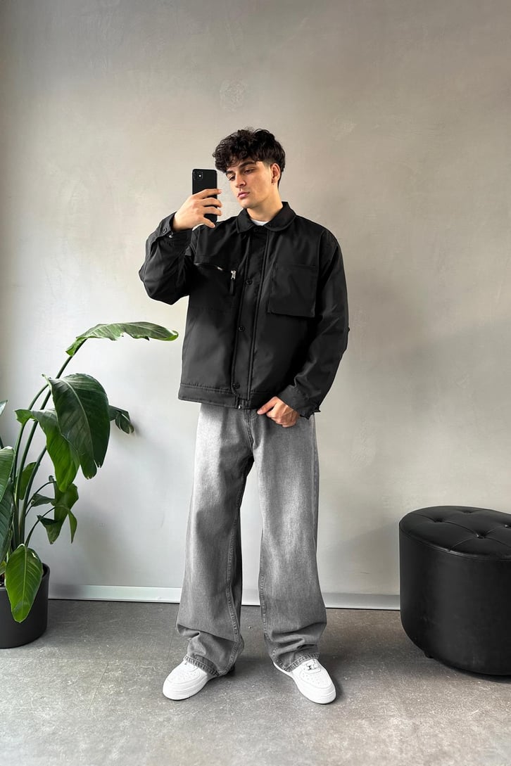 Basic Gri Baggy Jean