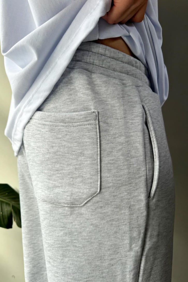 Basic Gri Melanj Baggy Eşofman Altı