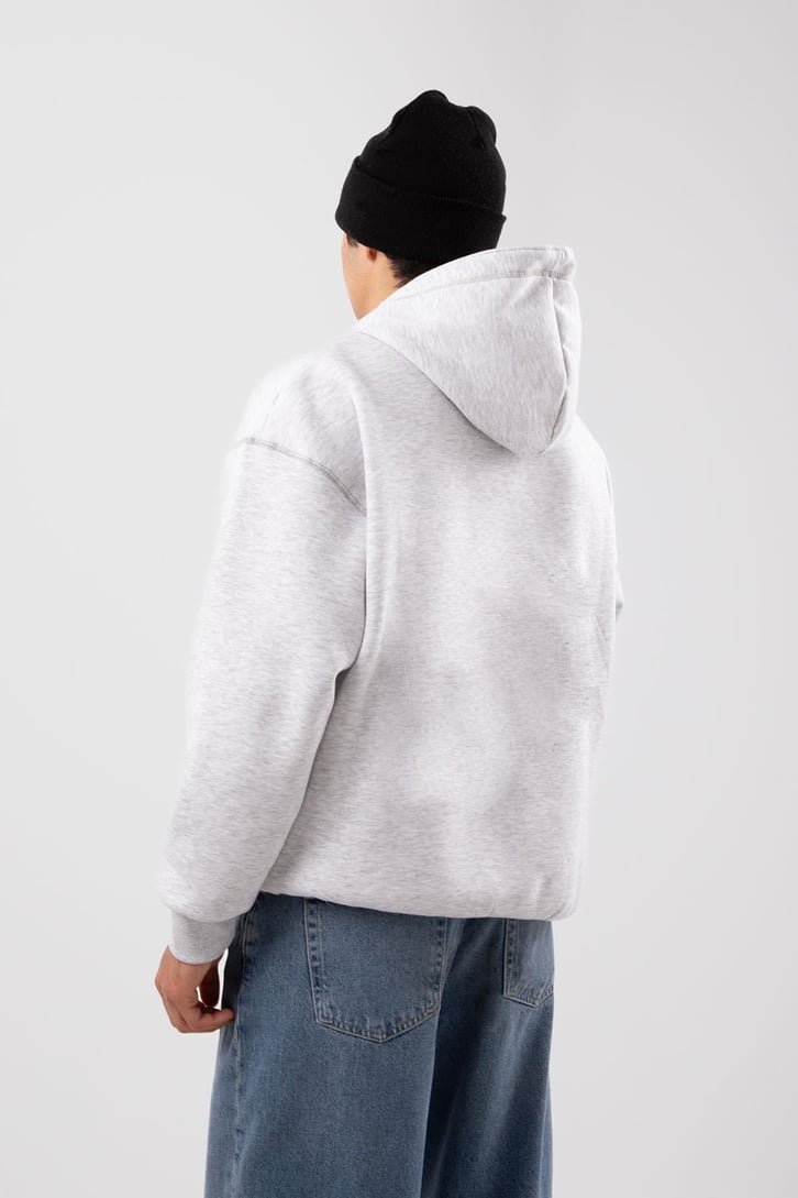 Basic Gri Melanj Oversize Hoodie