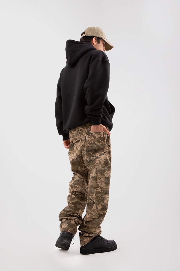 Basic Gri Melanj Oversize Hoodie
