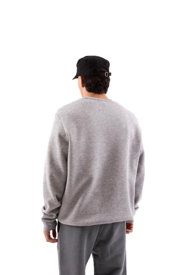 Basic Gri Melanj Oversize Sweatshirt
