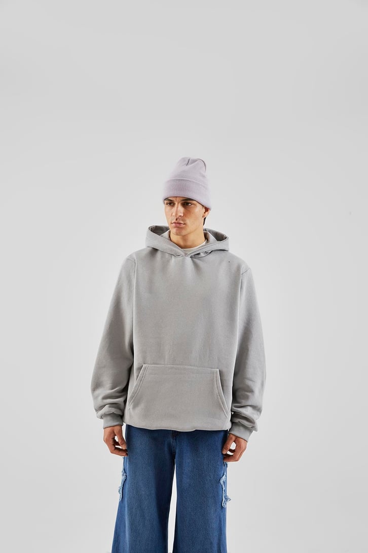 Basic Gri Oversize Hoodie