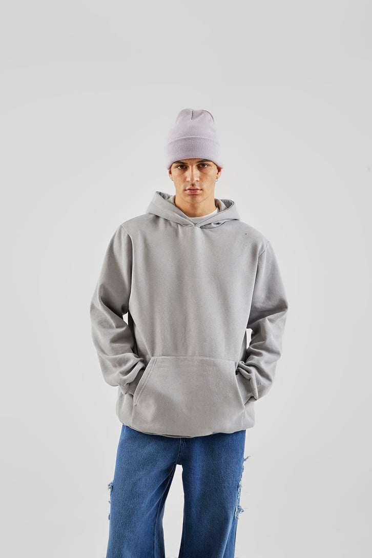 Basic Gri Oversize Hoodie