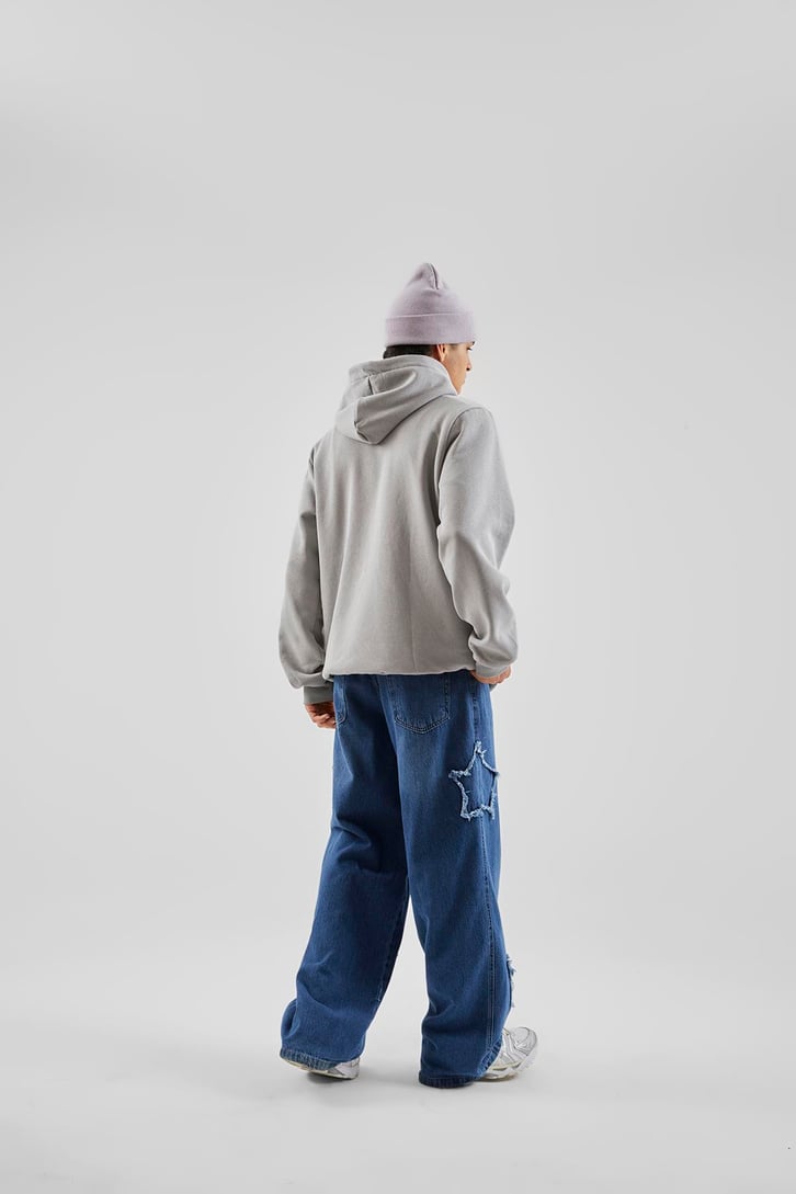 Basic Gri Oversize Hoodie