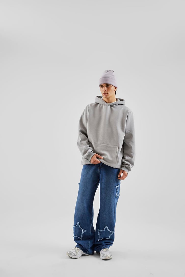 Basic Gri Oversize Hoodie