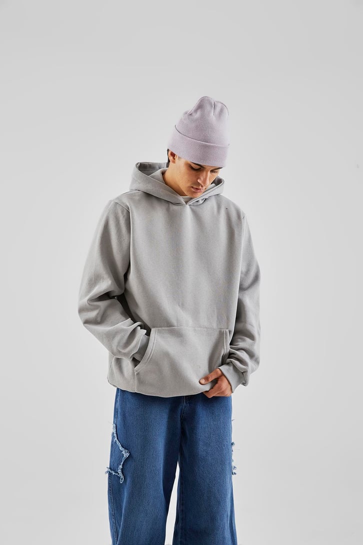 Basic Gri Oversize Hoodie