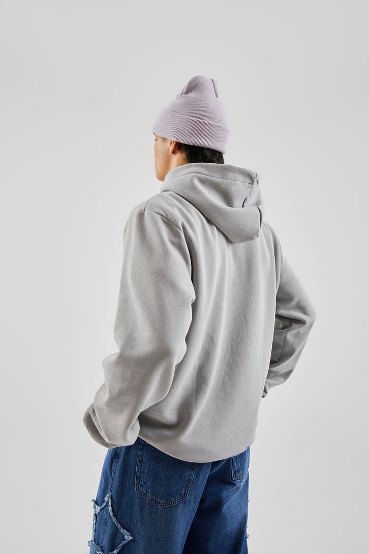 Basic Gri Oversize Hoodie