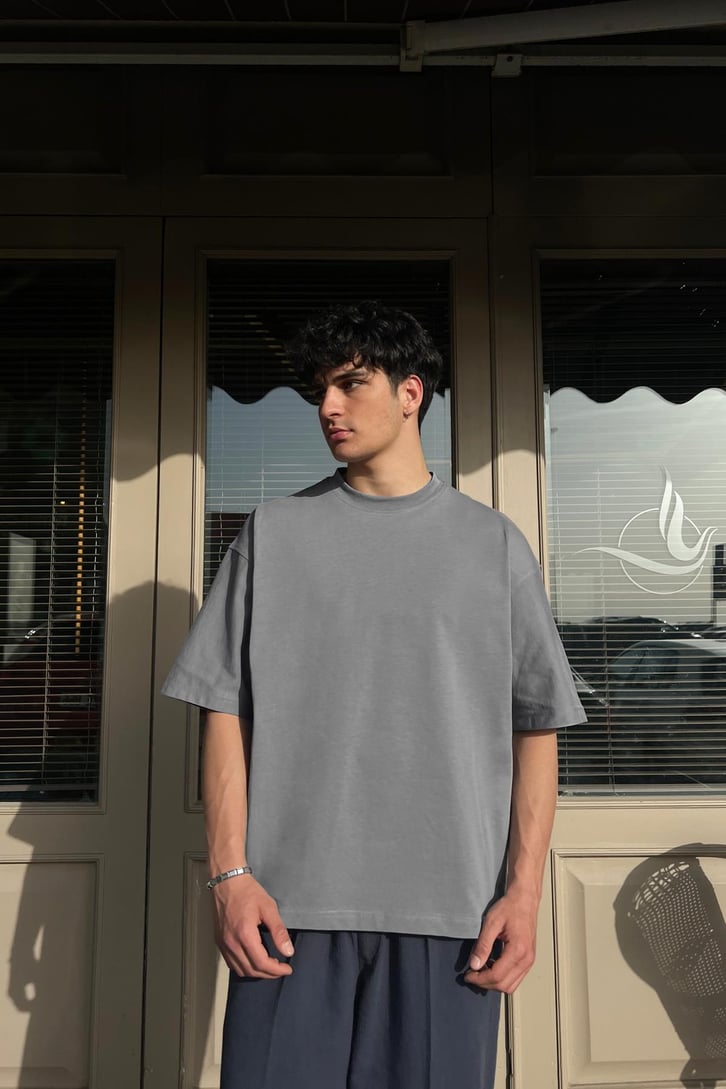 Basic Gri Oversize Tişört