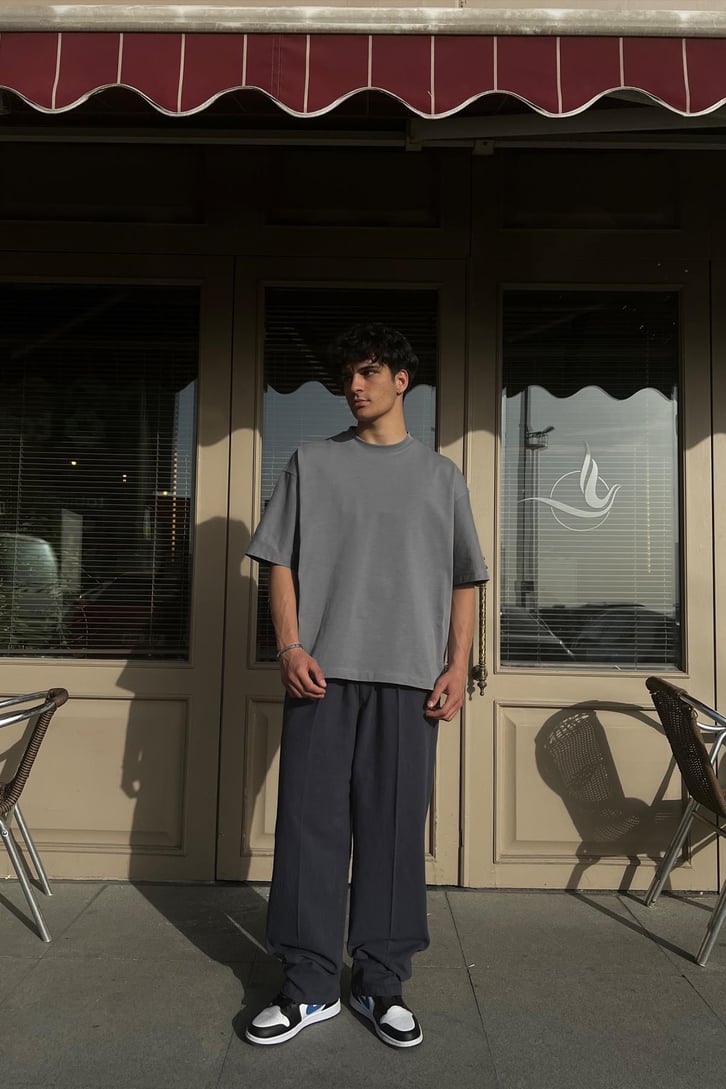 Basic Gri Oversize Tişört