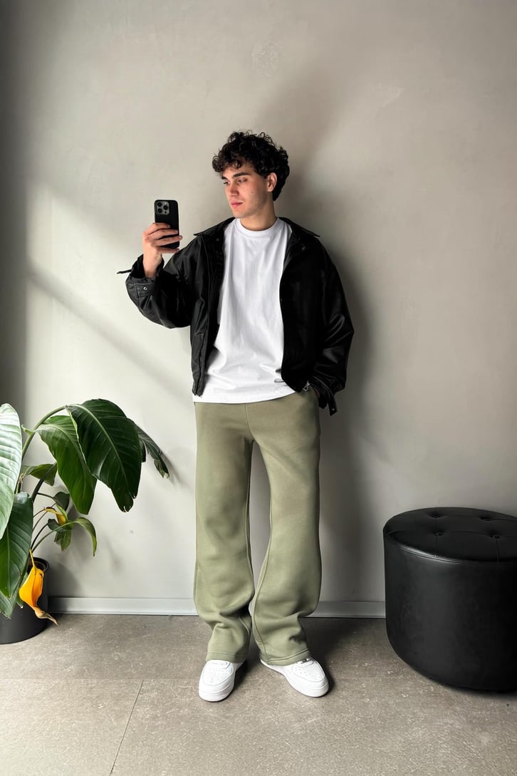 Basic Haki Baggy Eşofman Altı