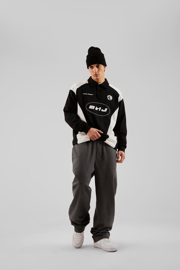 Basic İp Detaylı Siyah Baggy Pantolon