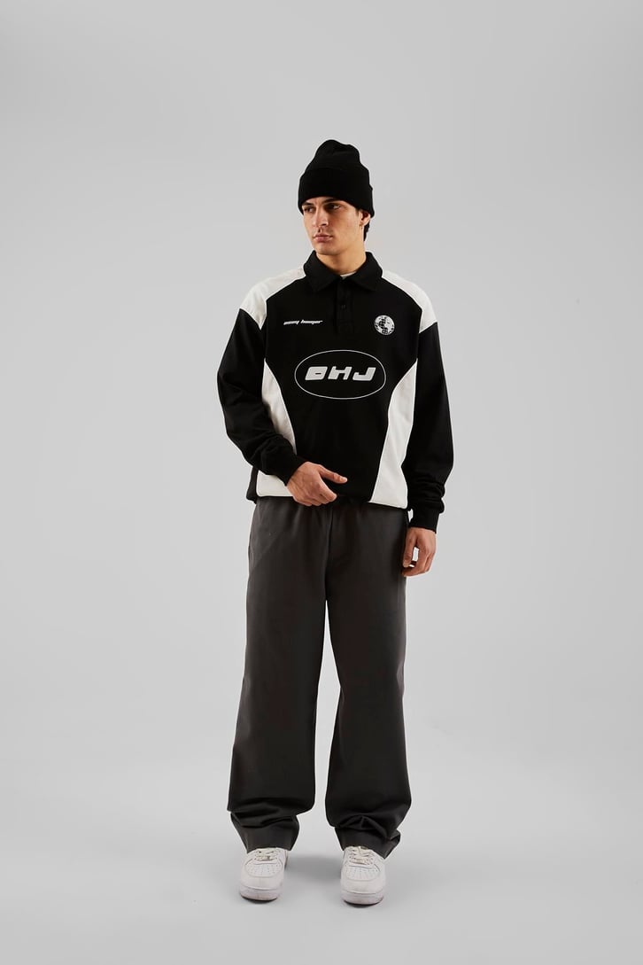Basic İp Detaylı Siyah Baggy Pantolon