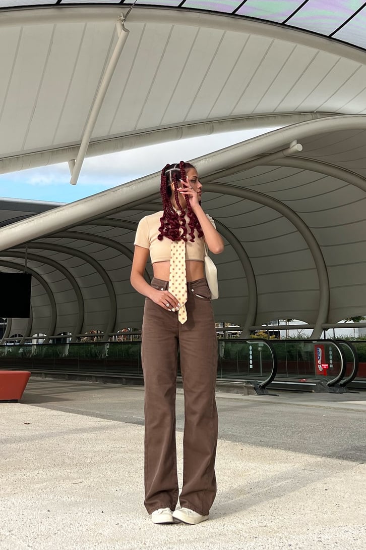 Basic Kahverengi Baggy Jean