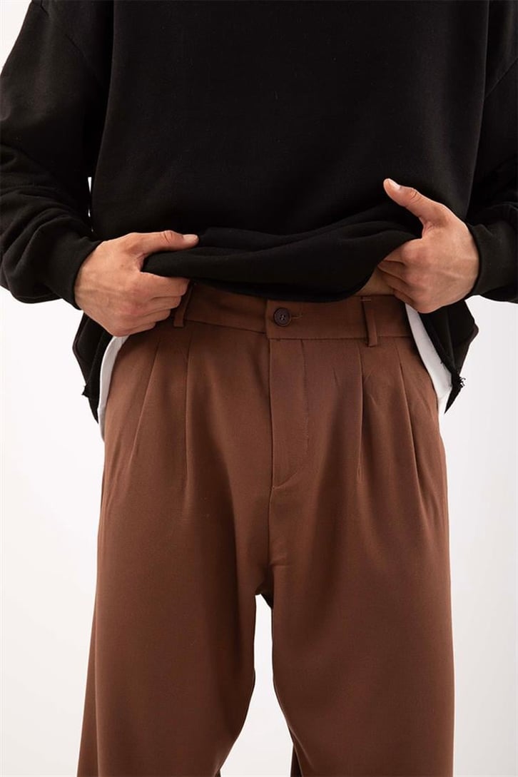 Basic Kahverengi Kumaş Pantolon