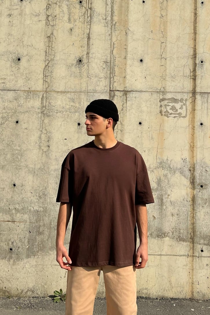 Basic Kahverengi Oversize Tshirt
