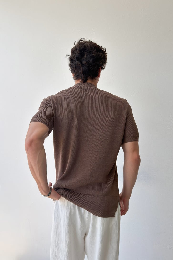 Basic Kahverngi Triko Tişört