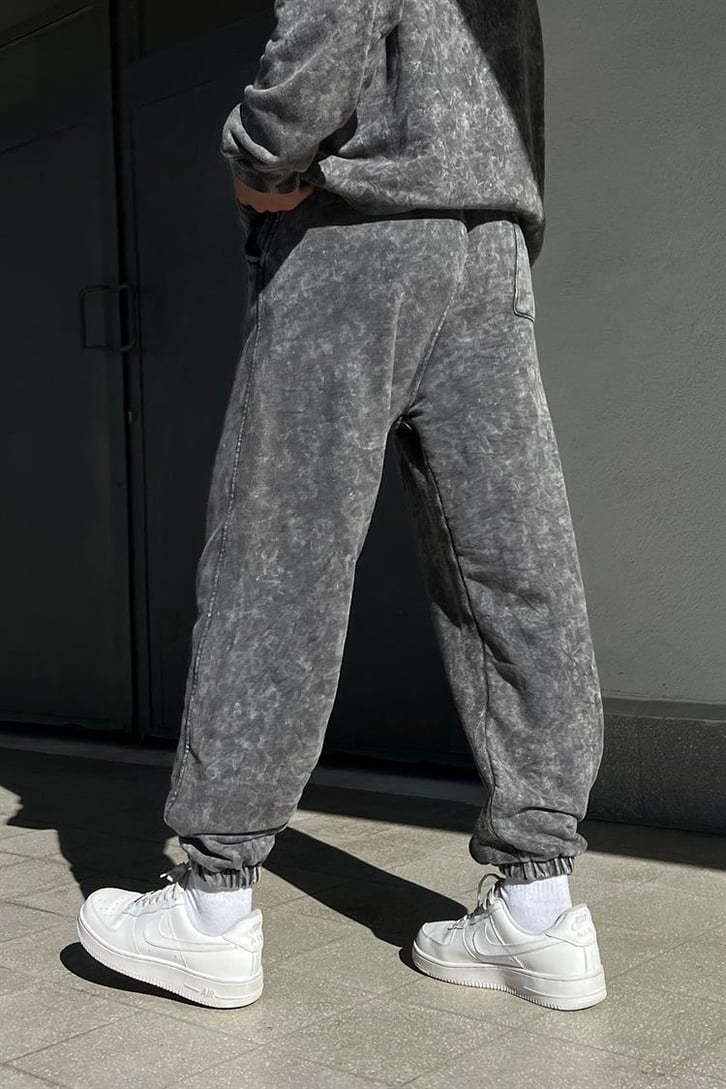 Basic Kapüşonlu Antrasit Acid Wash Eşofman Takımı
