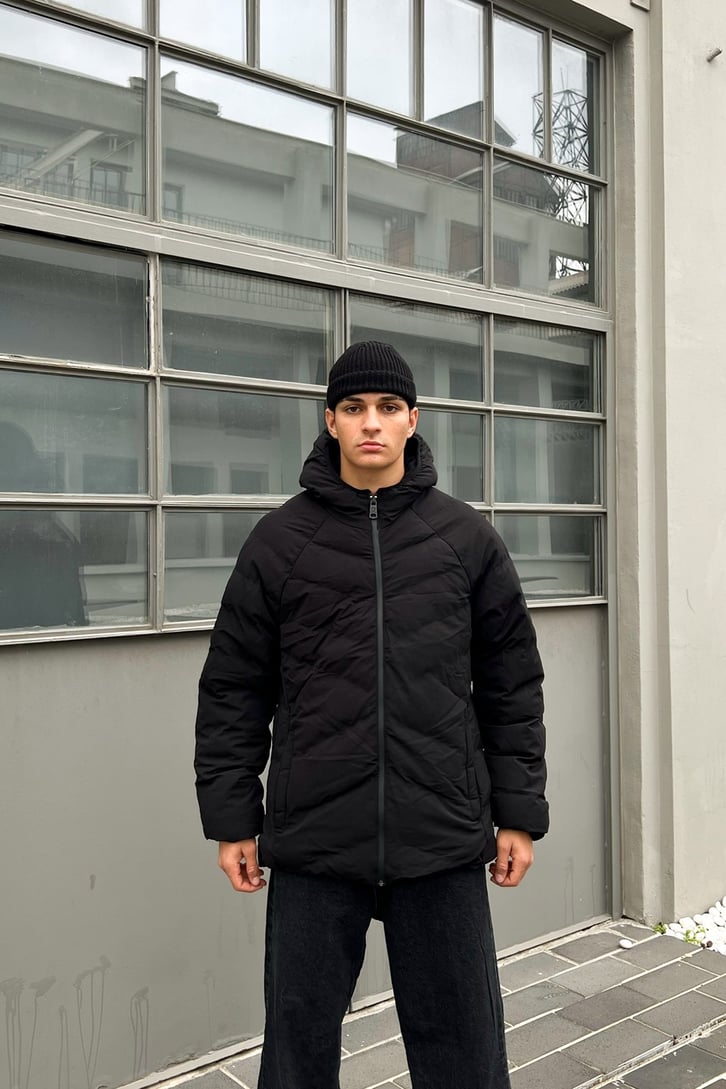 Basic Kapüşonlu Puffer Mont