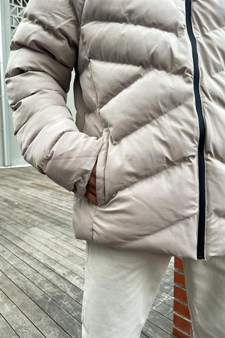 Basic Kapüşonlu Vizon Puffer Mont