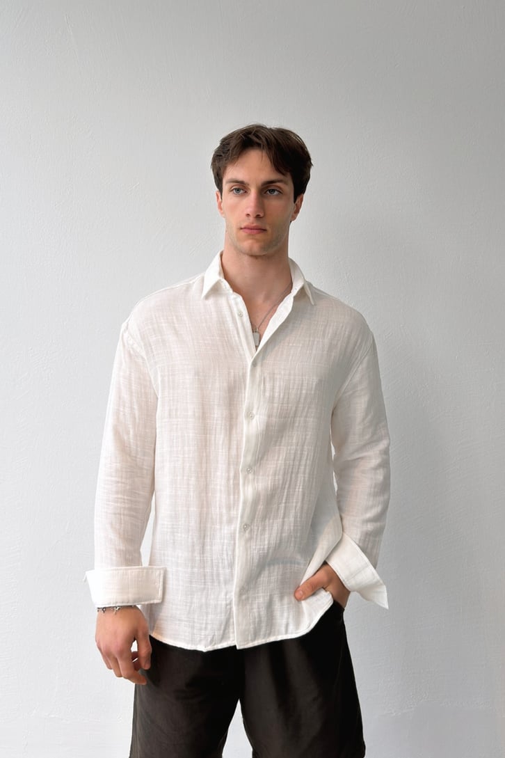 Basic Keten Oversize Gömlek