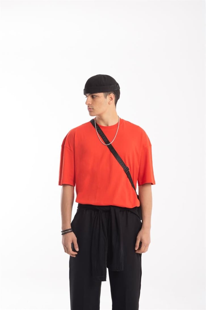 Basic Kırmızı Oversize Tişört