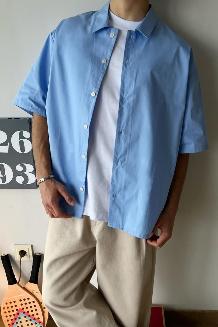 Basic Kısa Kollu Oversize Gömlek
