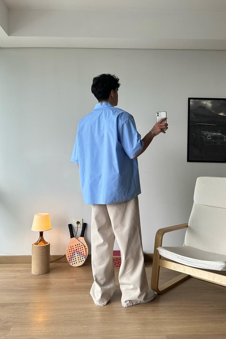 Basic Kısa Kollu Oversize Gömlek