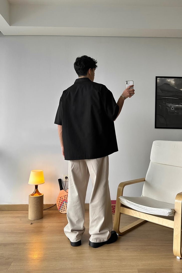 Basic Kısa Kollu Oversize Gömlek