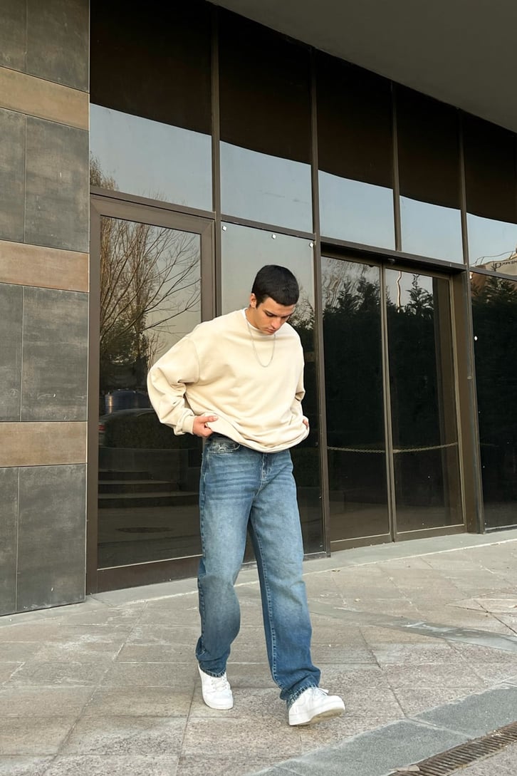 Basic Kot Mavisi Baggy Jean