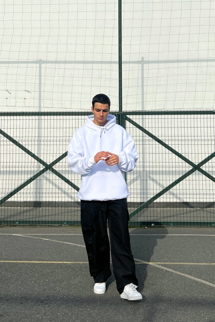 Basic Koyu Gri Oversize Hoodie