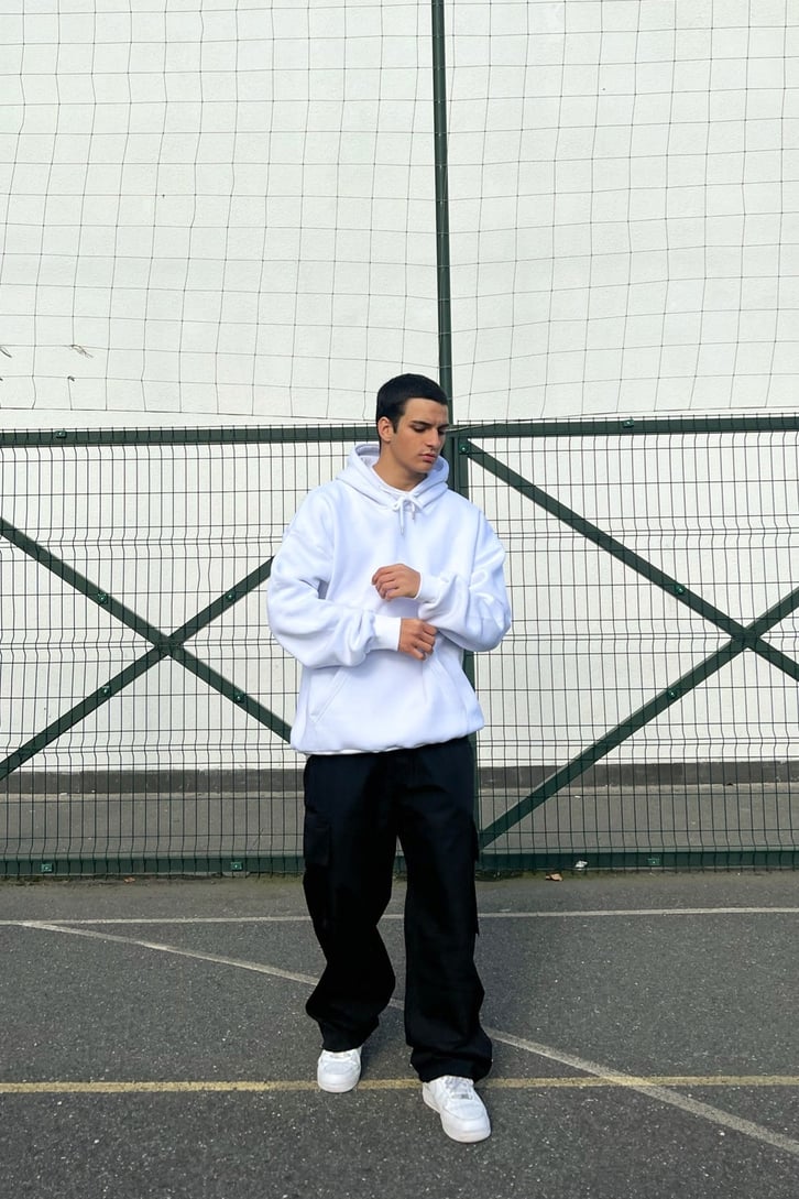 Basic Koyu Gri Oversize Hoodie
