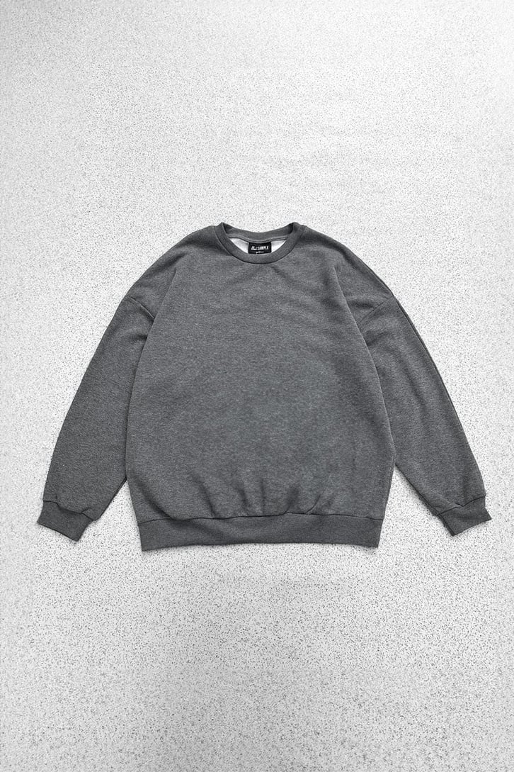 Basic Koyu Gri Oversize Sweatshirt
