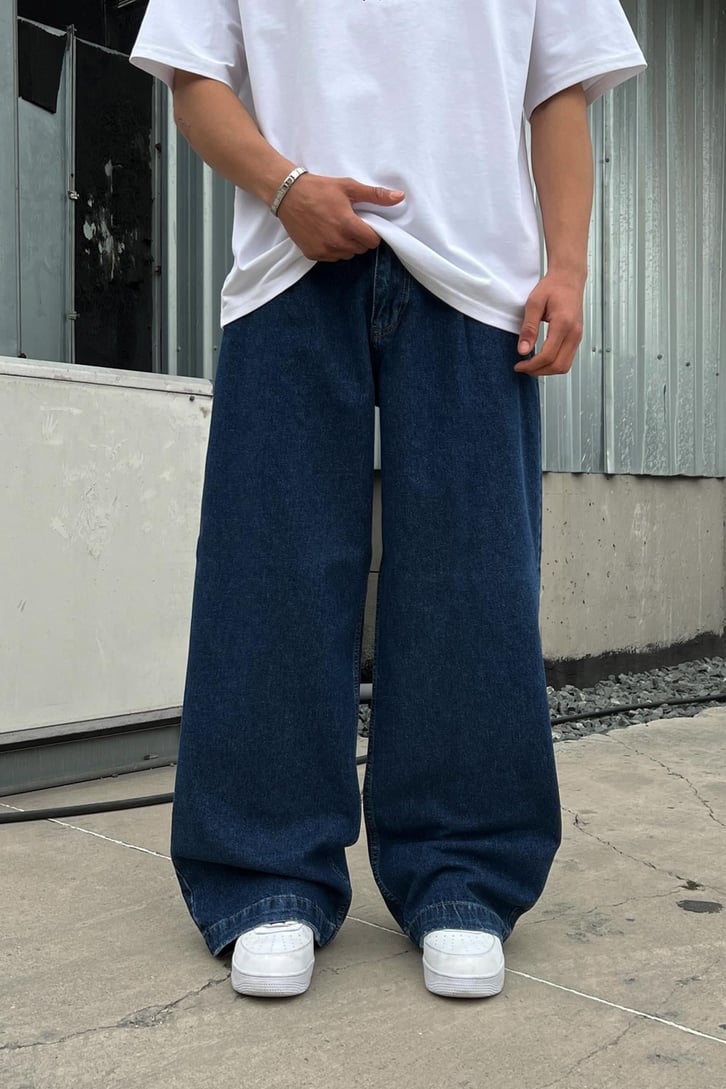 Basic Koyu Mavi Baggy Jean