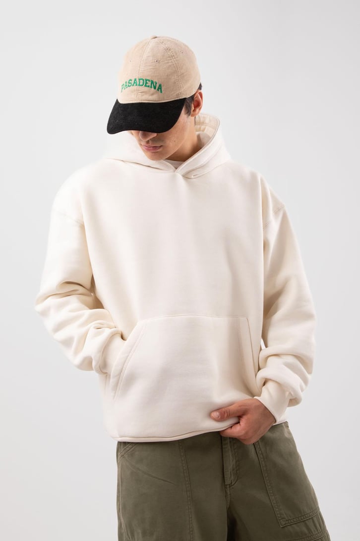 Basic Krem Oversize Hoodie