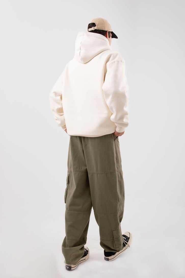 Basic Krem Oversize Hoodie