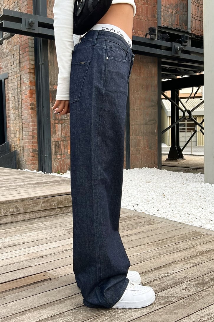 Basic Lacivert Baggy Jean