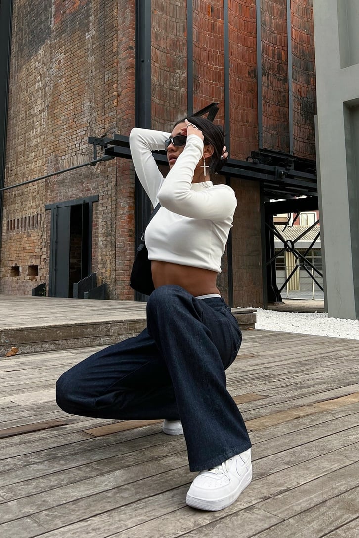 Basic Lacivert Baggy Jean