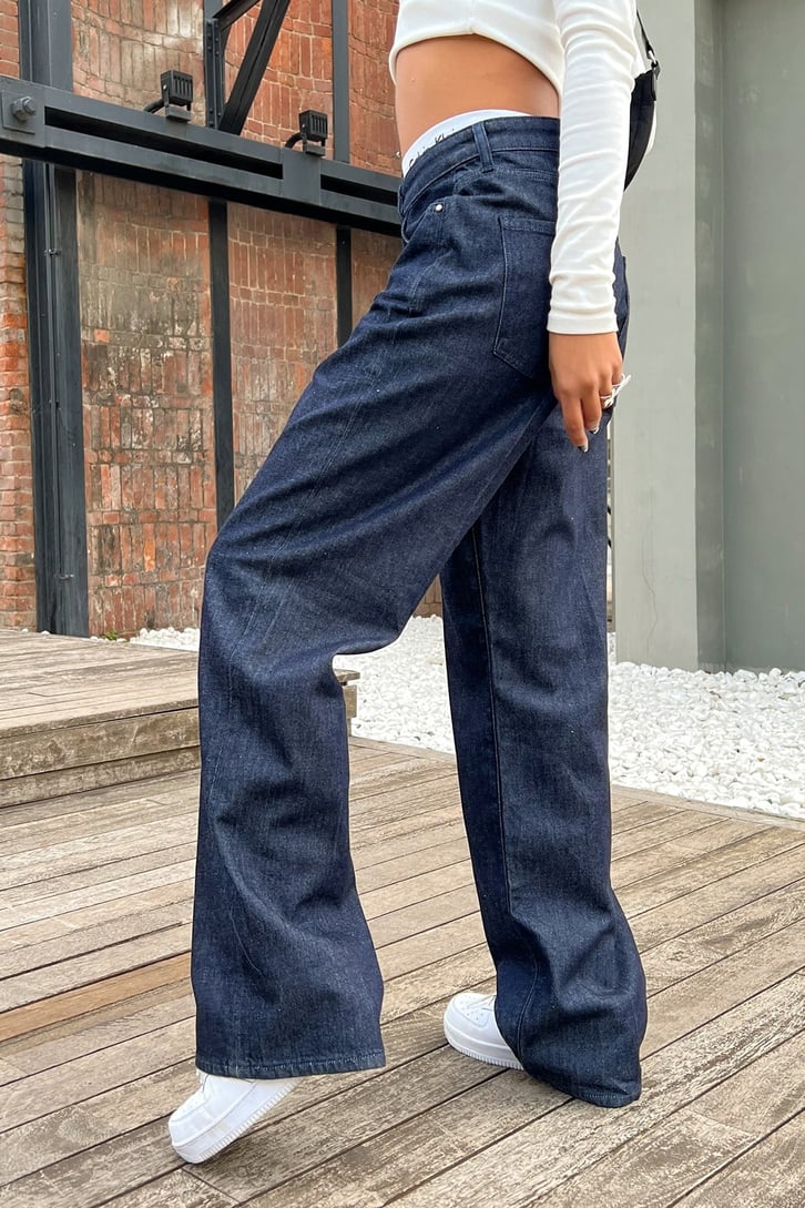 Basic Lacivert Baggy Jean