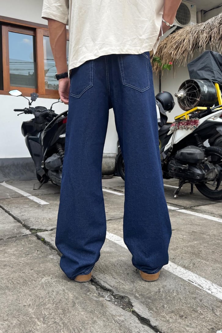 Basic Lacivert Baggy Jean