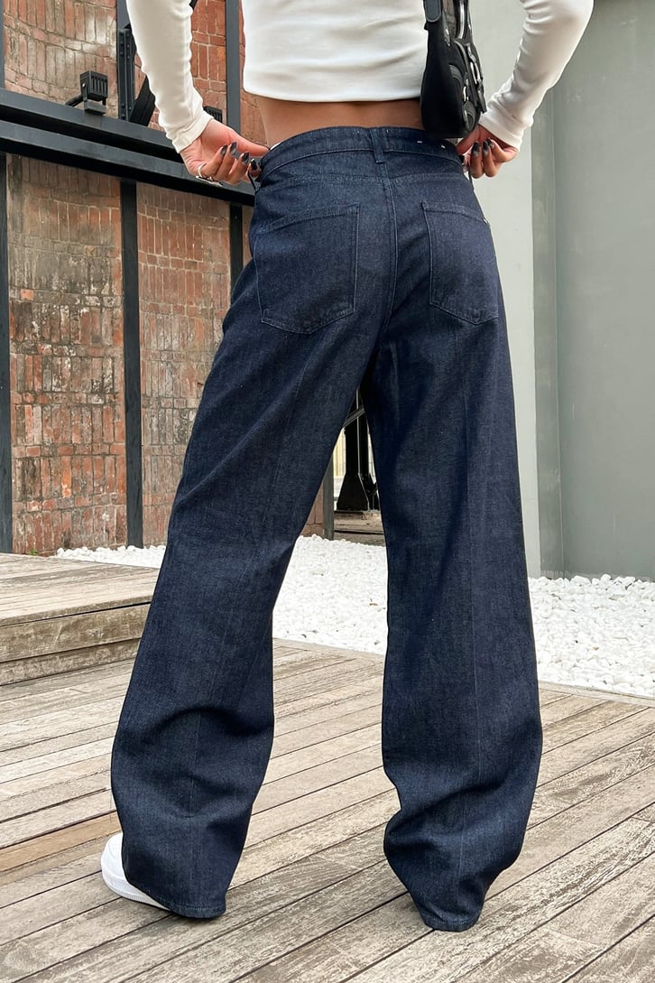 Basic Lacivert Baggy Jean