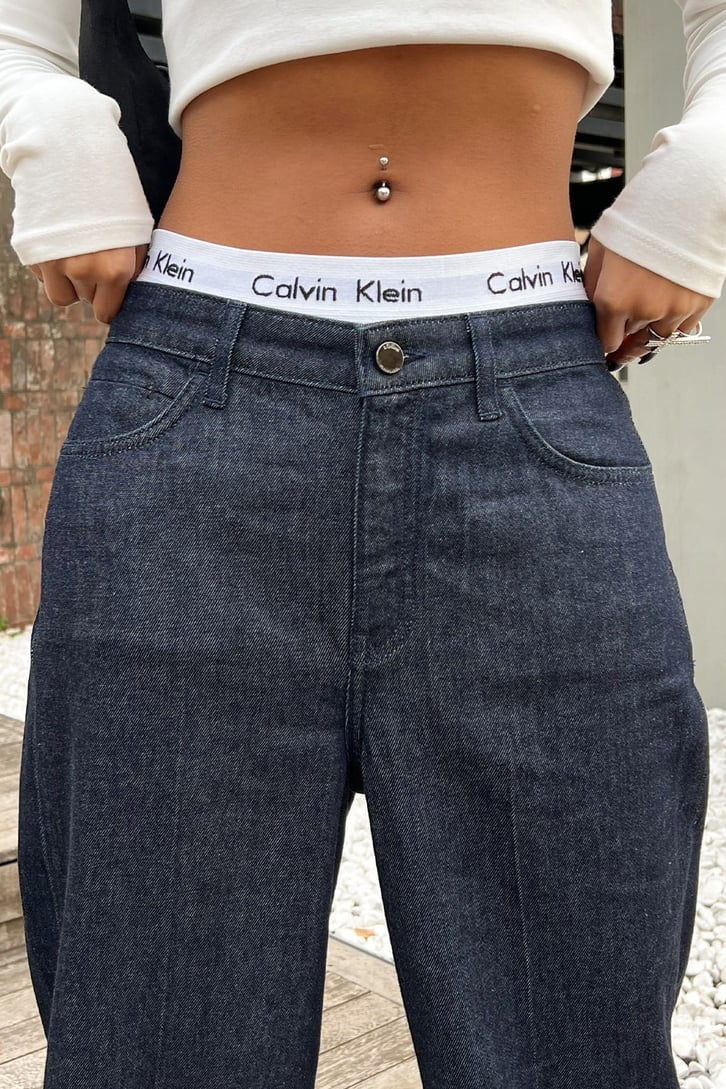 Basic Lacivert Baggy Jean
