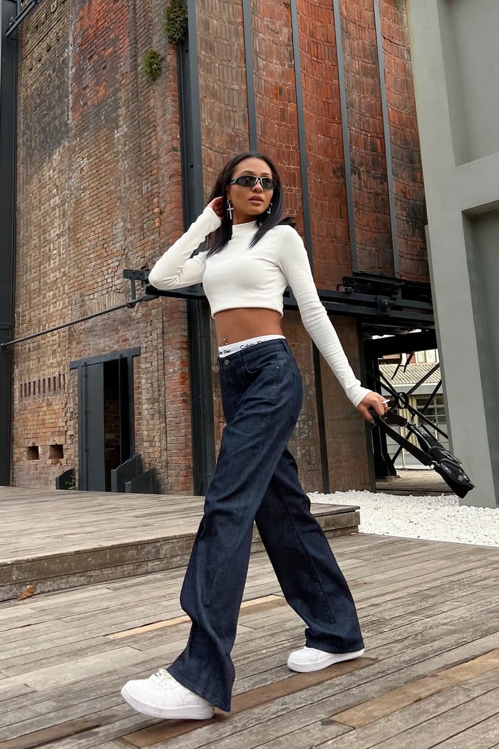 Basic Lacivert Baggy Jean
