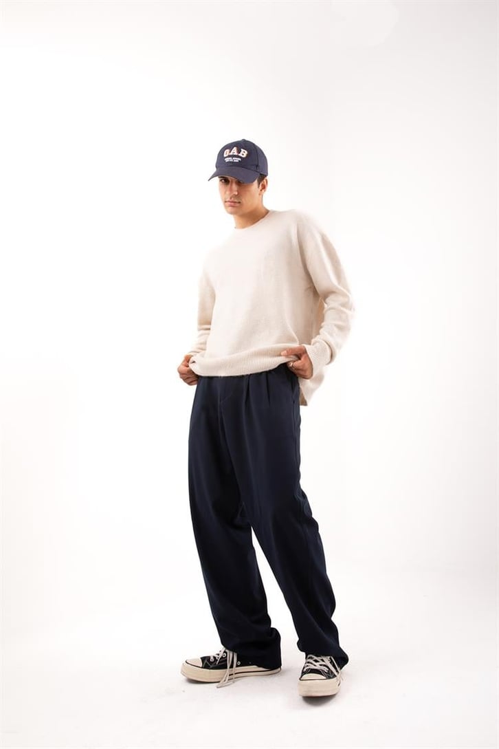 Basic Lacivert Kumaş Pantolon