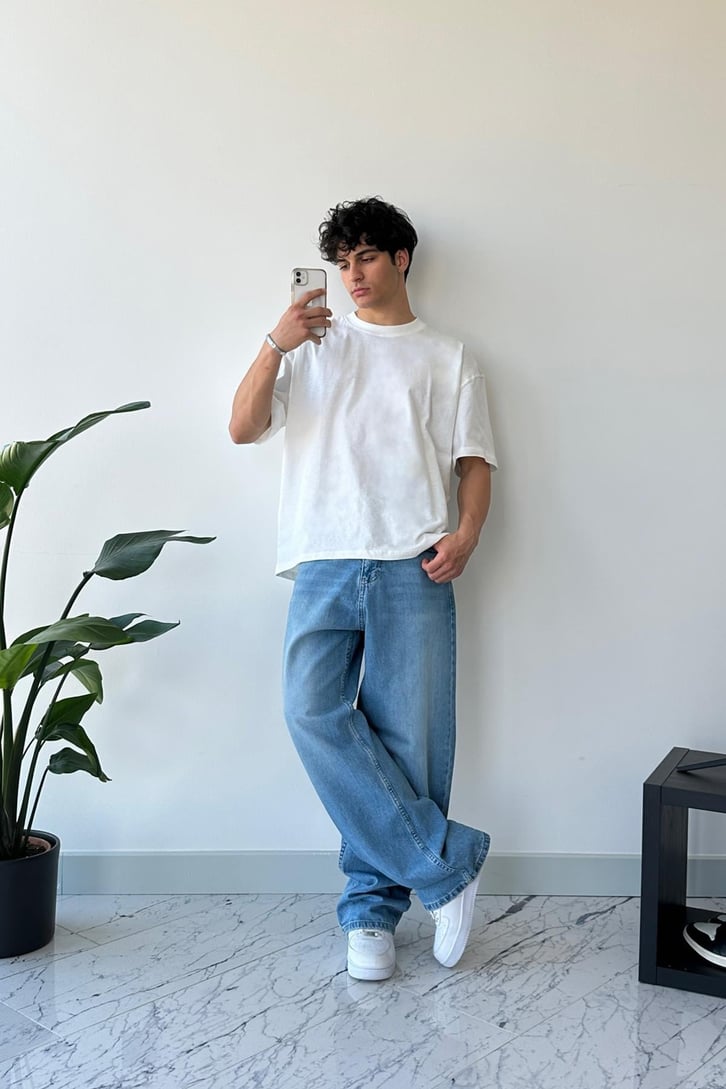 Basic Mavi Baggy Jean