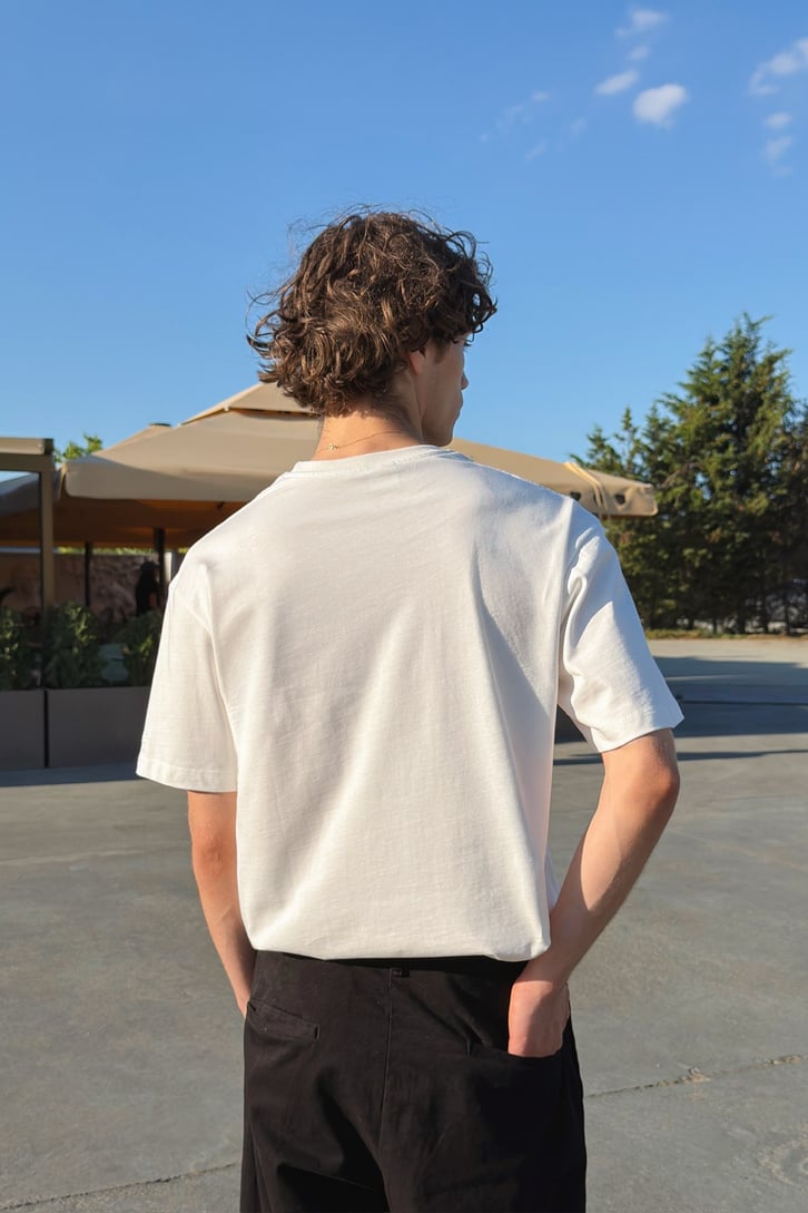 Basic Oversize Fit Ekru Tişört